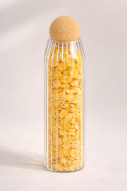 960 Ml Mantar Kapaklı Rölyefli Cam Kavanoz - 25 Cm