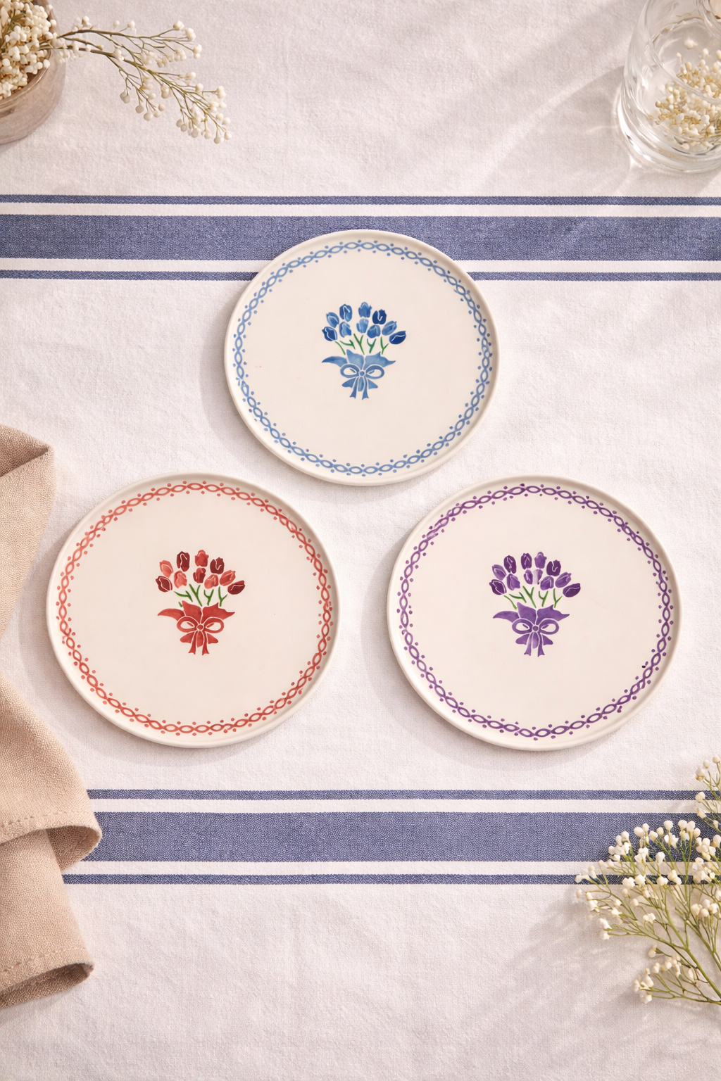 Lavinya Flowers Serisi 6'lı Pasta Tabağı - 20 Cm