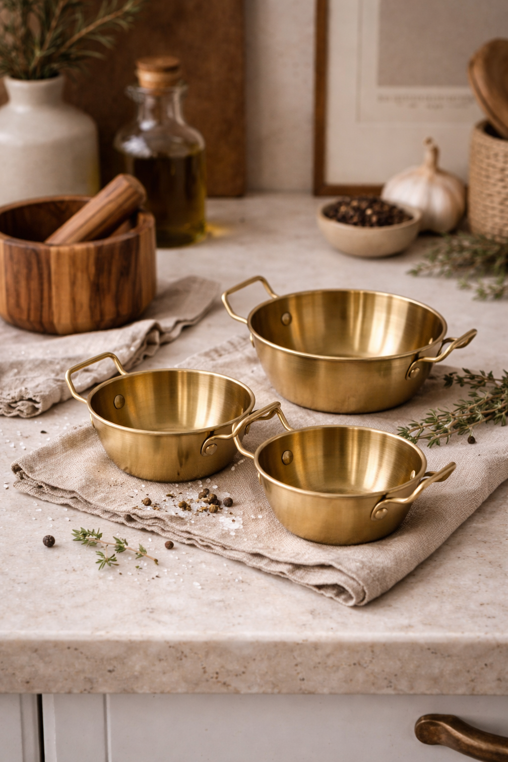 3'lü Metal Sunum Seti Mini - Gold