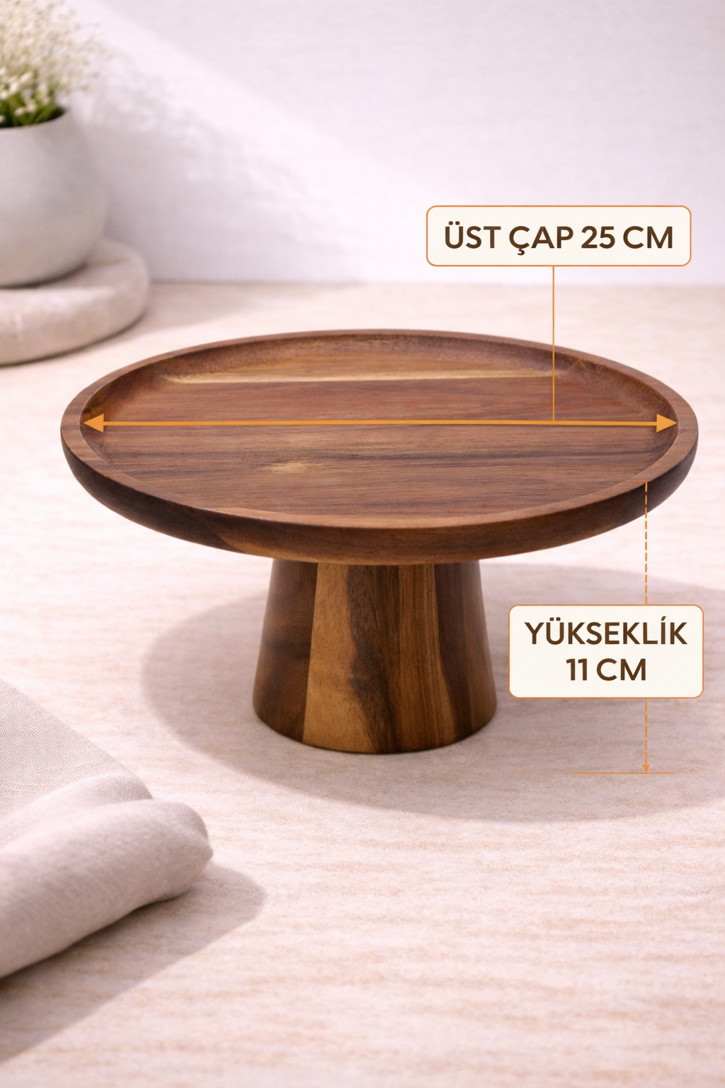 25 Cm Akaya Sunumluk & Pasta Standı