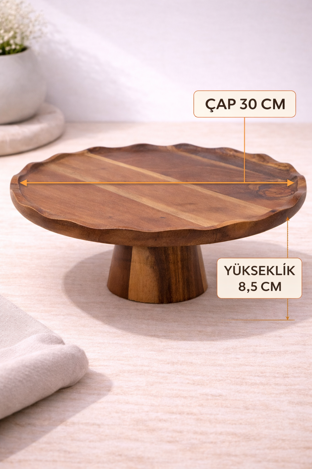 30 Cm Rıpple Akasya Sunumluk Pasta Standı