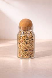 560 Ml Mantar Kapaklı Çizgili Cam Kavanoz - 16 Cm