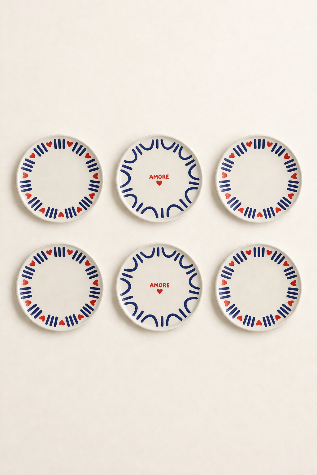 Amore Serisi 6'lı Pasta Tabağı - 20 Cm