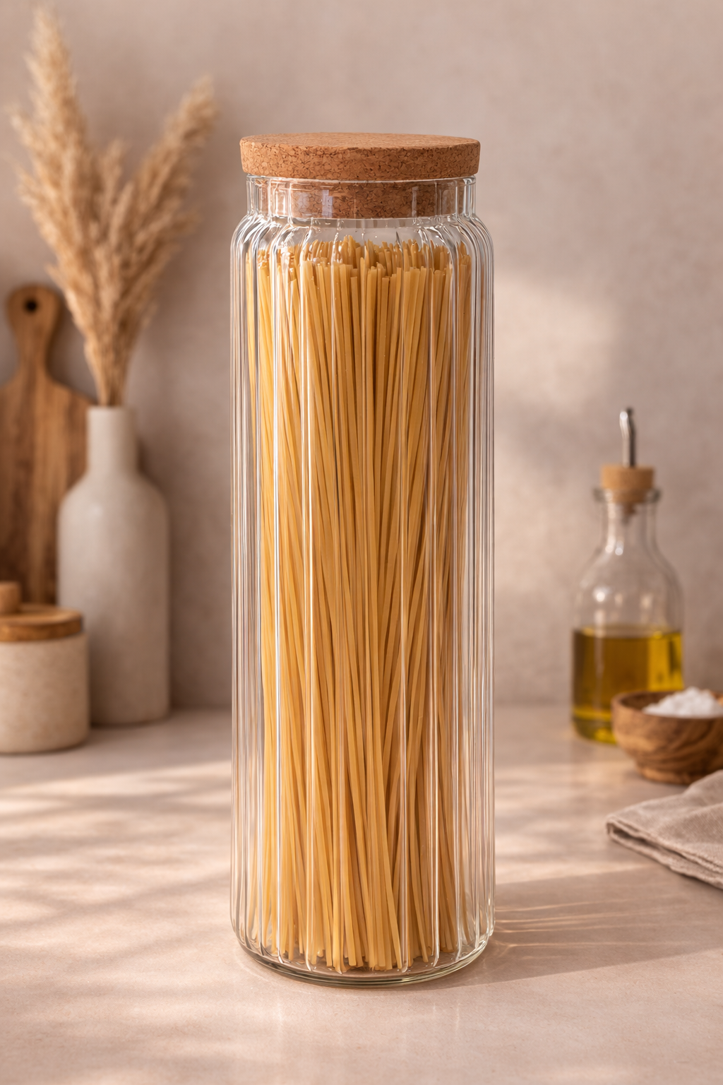 1020 Ml Mantar Kapaklı Cam Kavanoz - 26 Cm