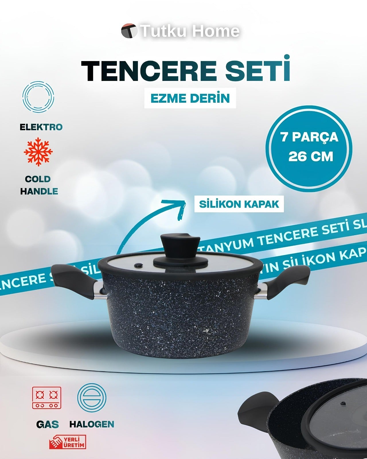 7 Parça Vella 3MM Titanyum Kaplama Çizilmez Tencere Seti