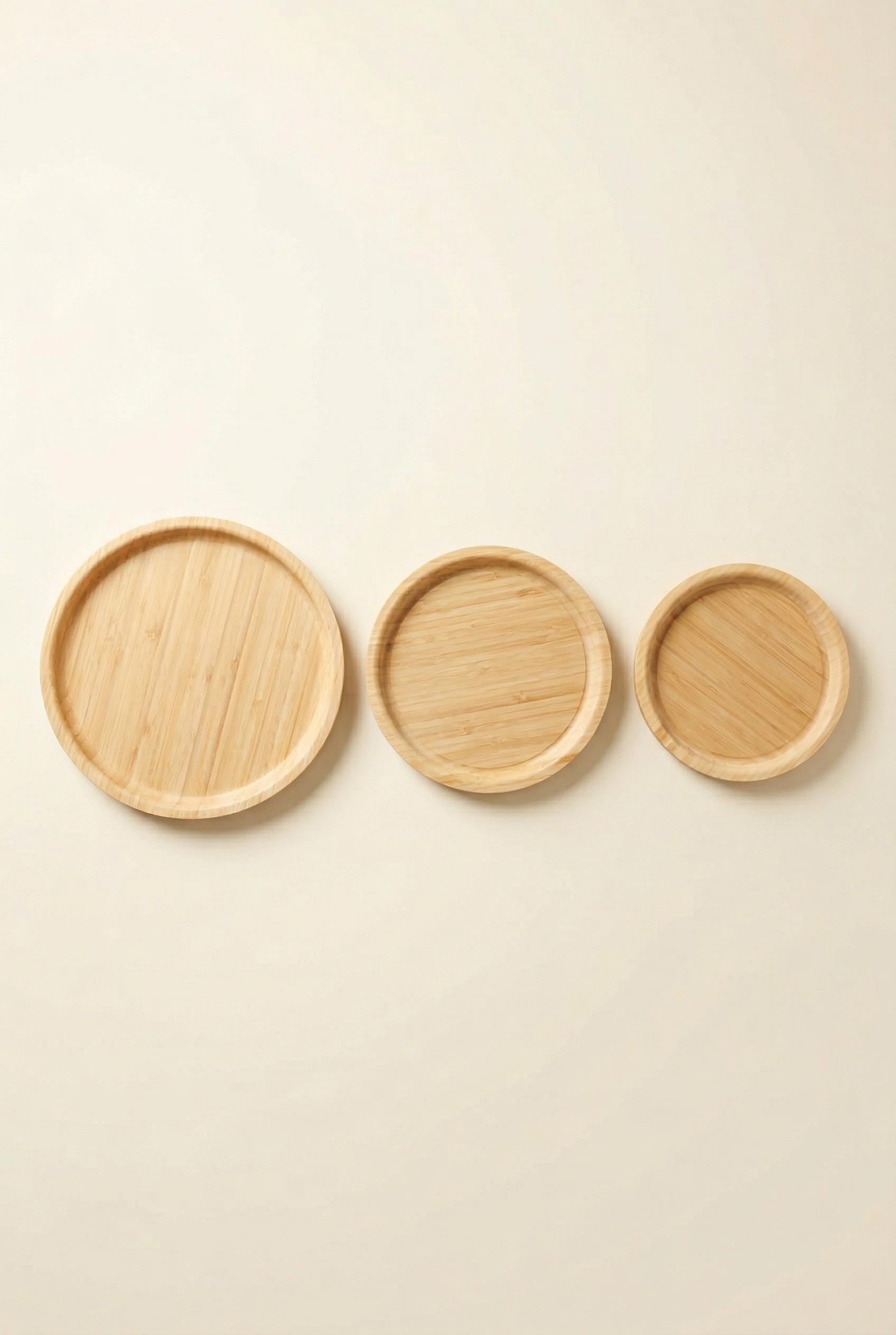 Bambu 3'lü Yuvarlak Tepsi Seti