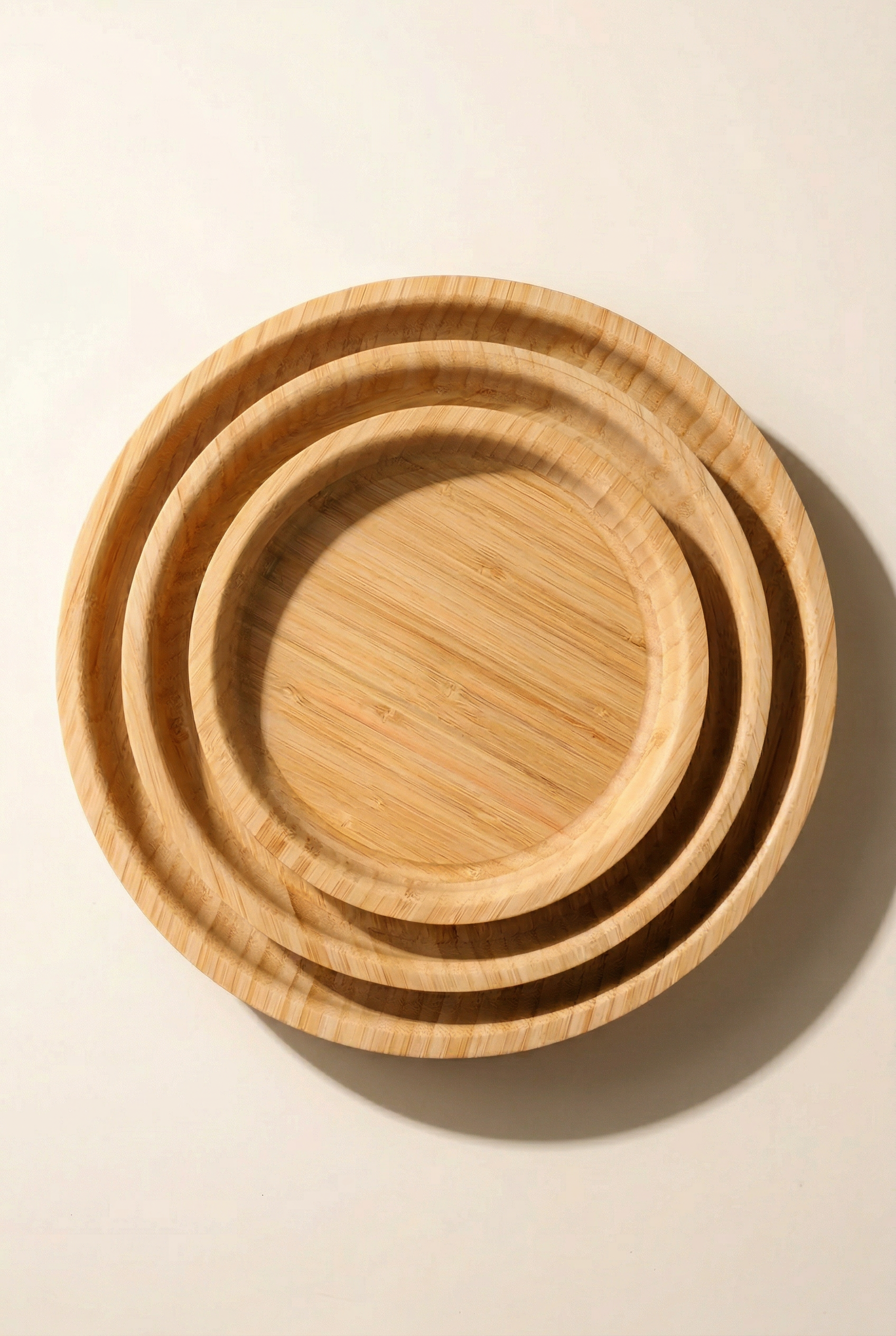 Bambu 3'lü Yuvarlak Tepsi Seti