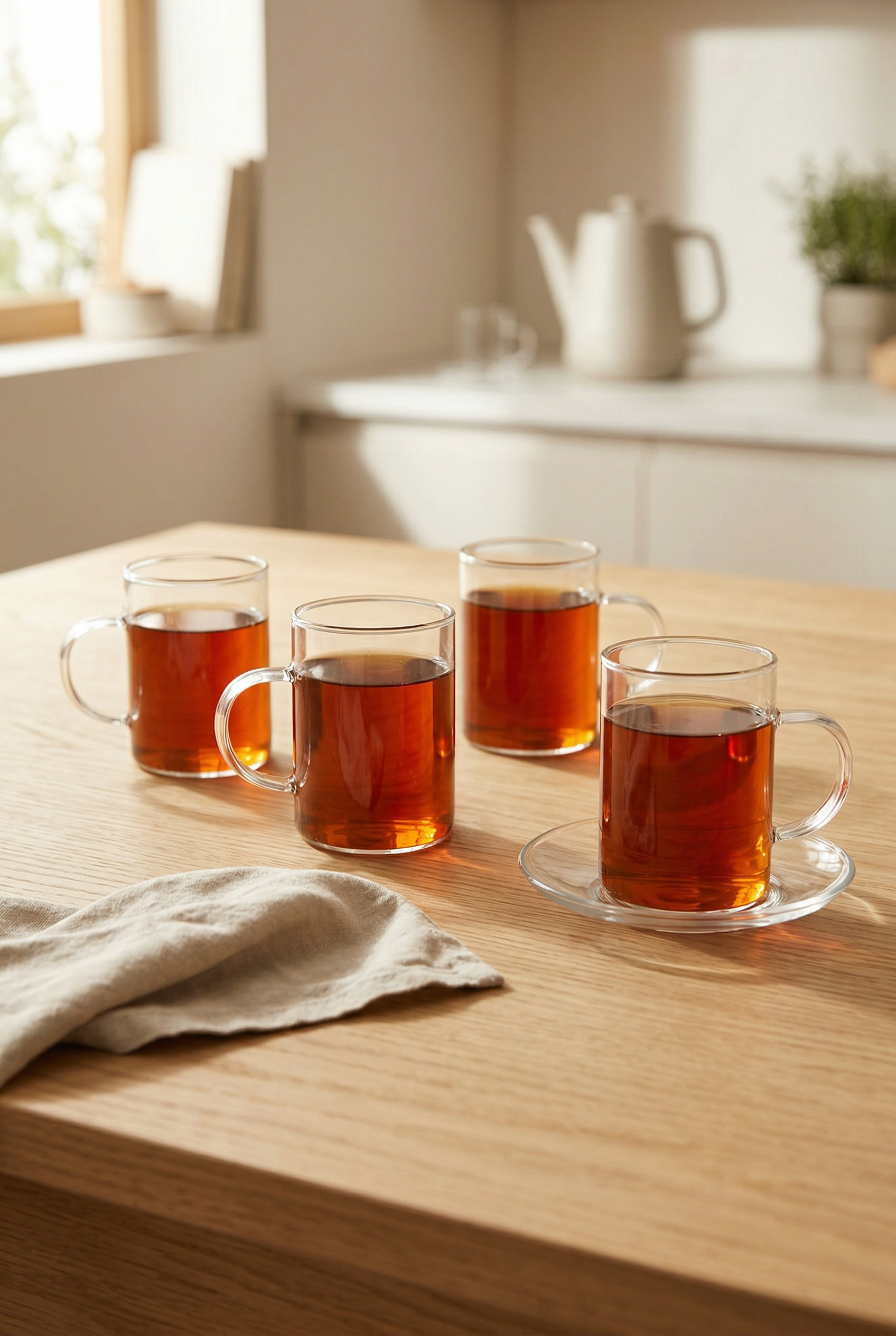 6'lı Kulplu Borosilikat Cam Termisil Bardak Seti