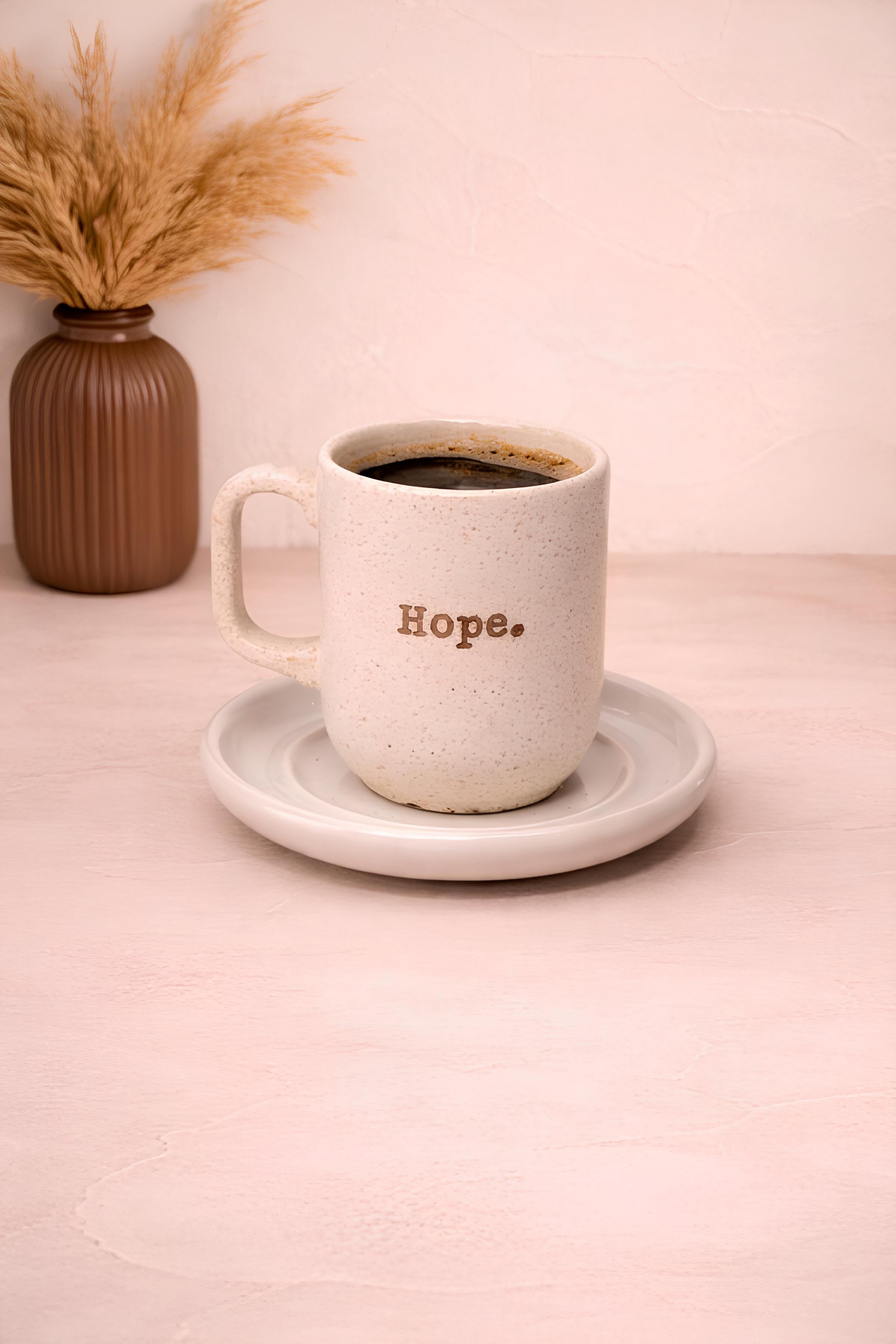 Hope Retro Desen Kupa 150 ML - Krem