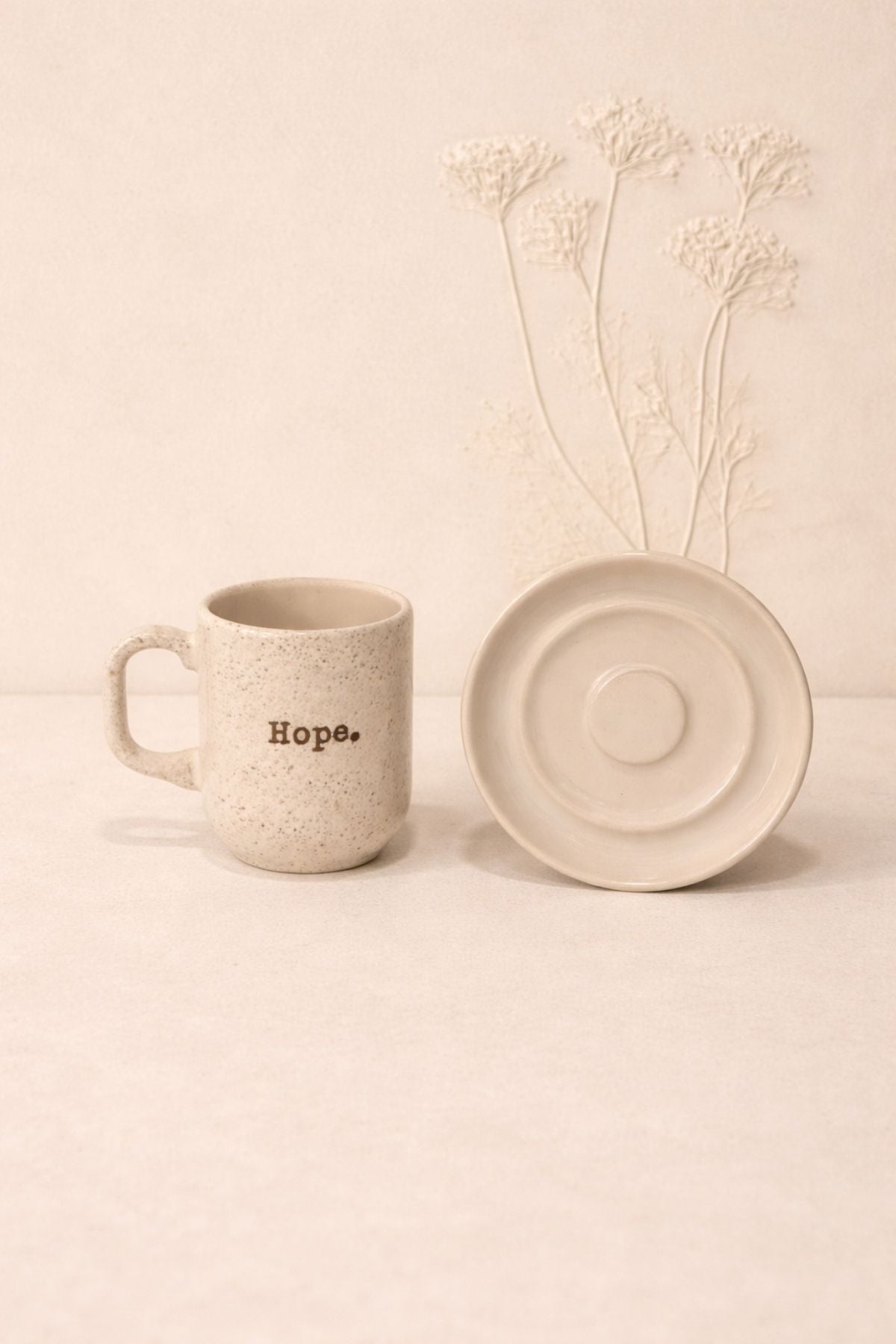 Hope Retro Desen Kupa 150 ML - Krem