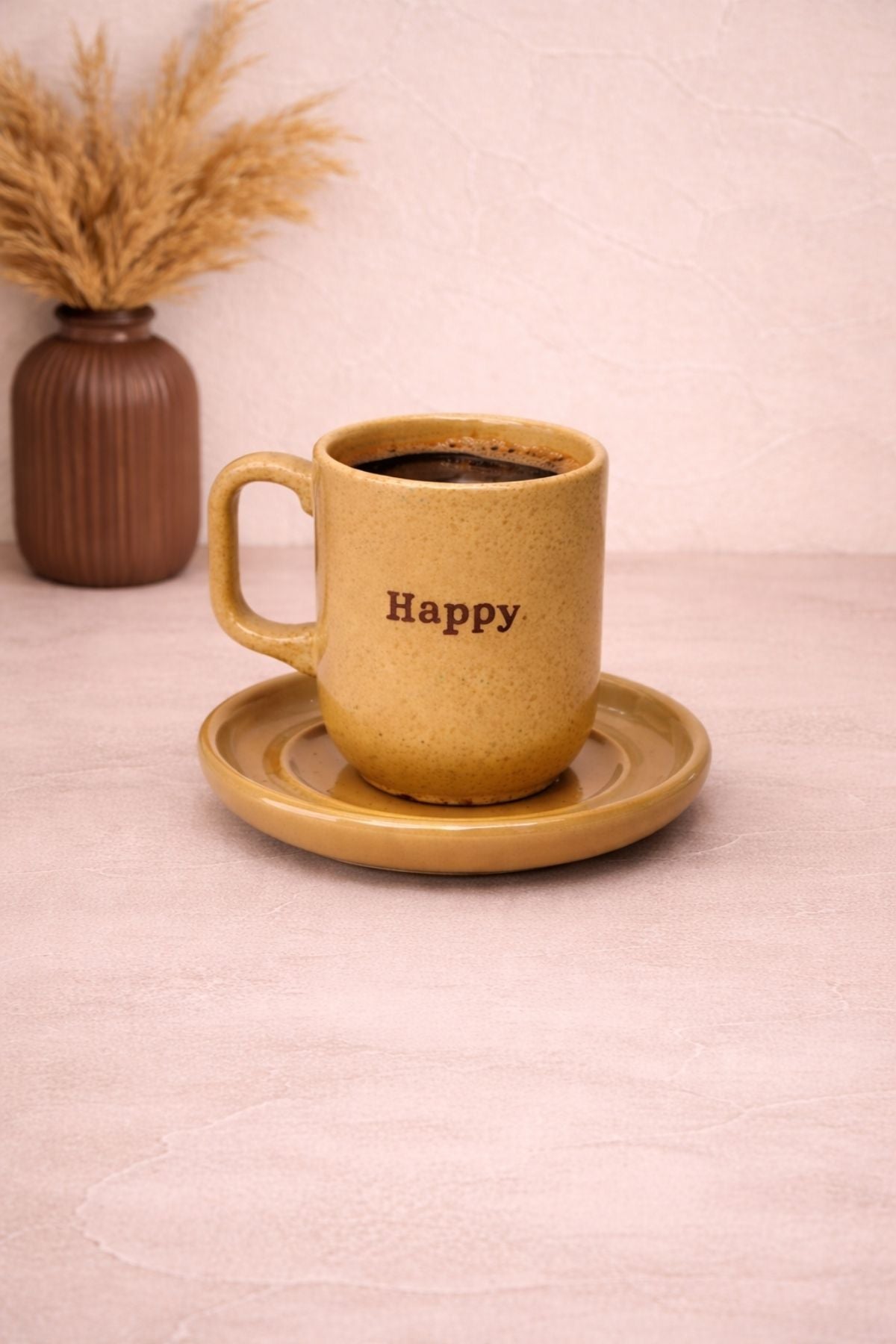 Happy Retro Desen Kupa 150 ML - Sarı