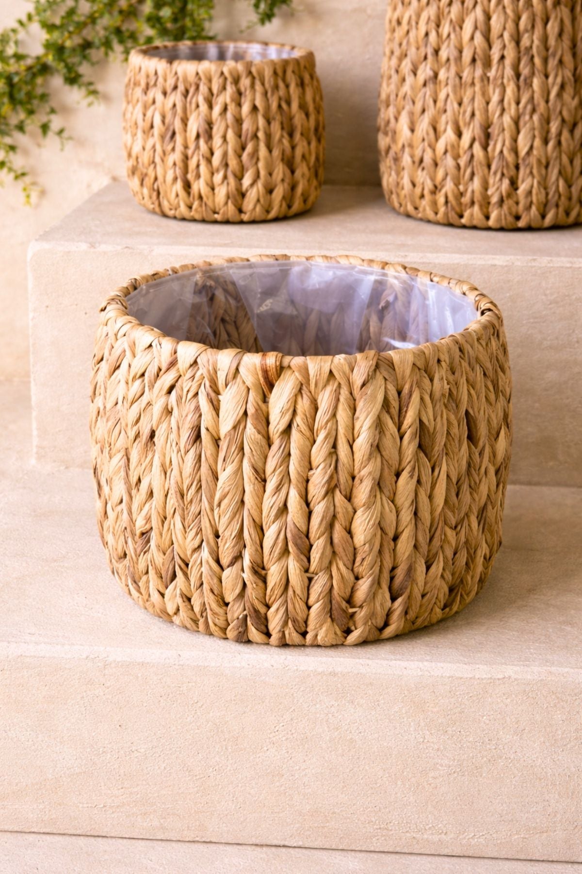 4'lü Hasır Örgü Sepet Seti