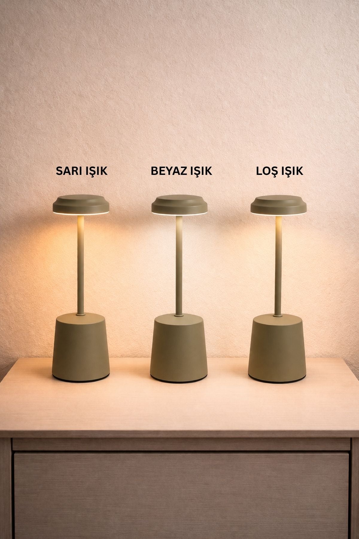 Şarjlı Masaüstü Led Lamba - Koyu Bej