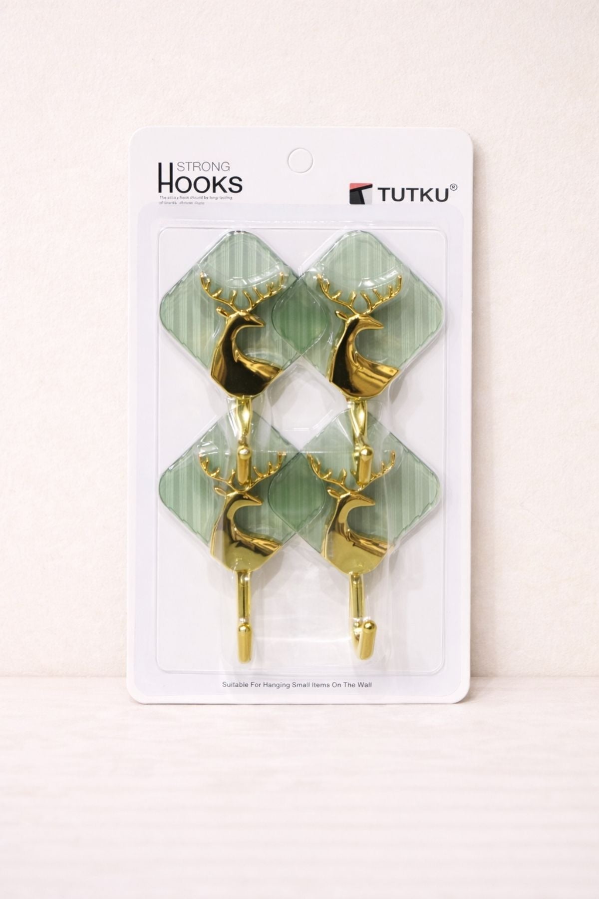 4'lü Yapışkanlı Plastik Mutfak & Banyo Askısı - Yeşil