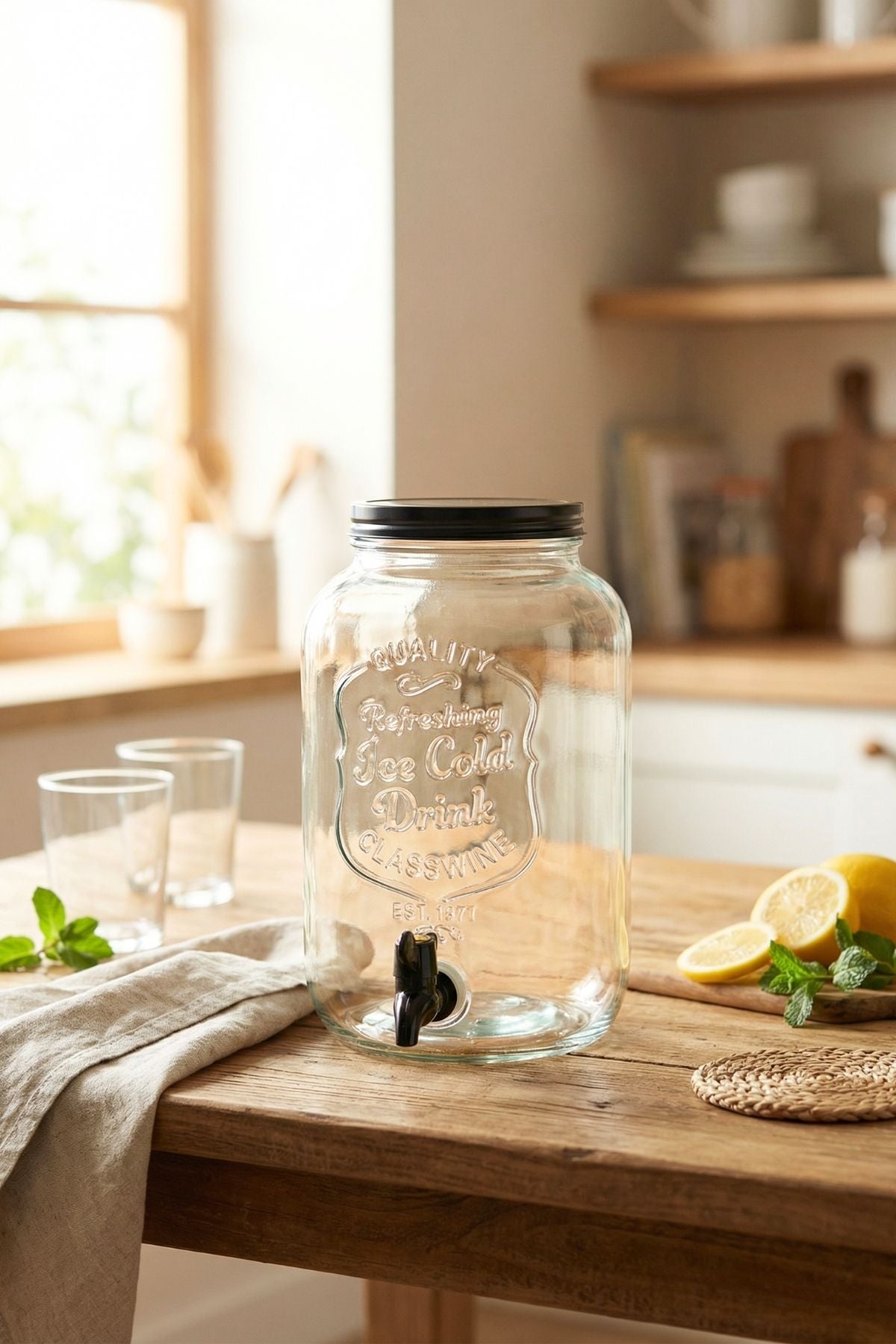 4 Litre Retro Desen Cam Sebil, Ramazan Şerbetliği