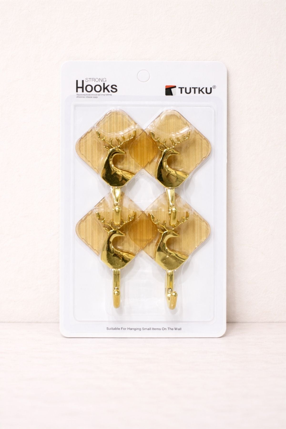 4'lü Yapışkanlı Plastik Mutfak & Banyo Askısı - Gold