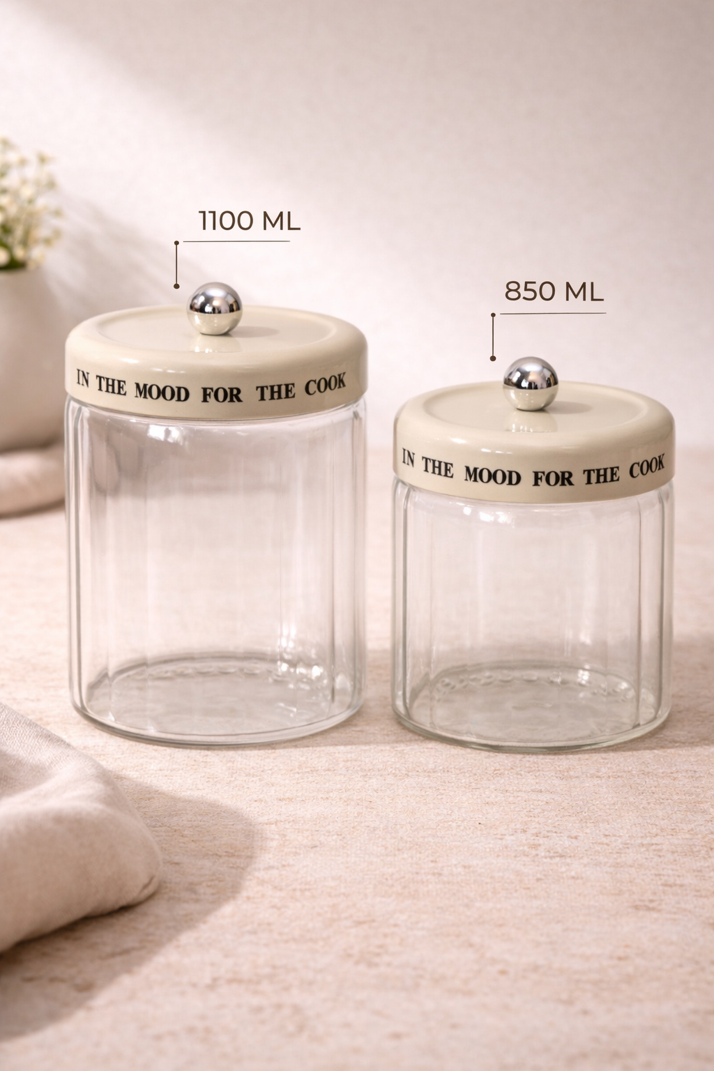 2'li Elegance Cam Kavanoz Seti (1100 Ml, 850 Ml)