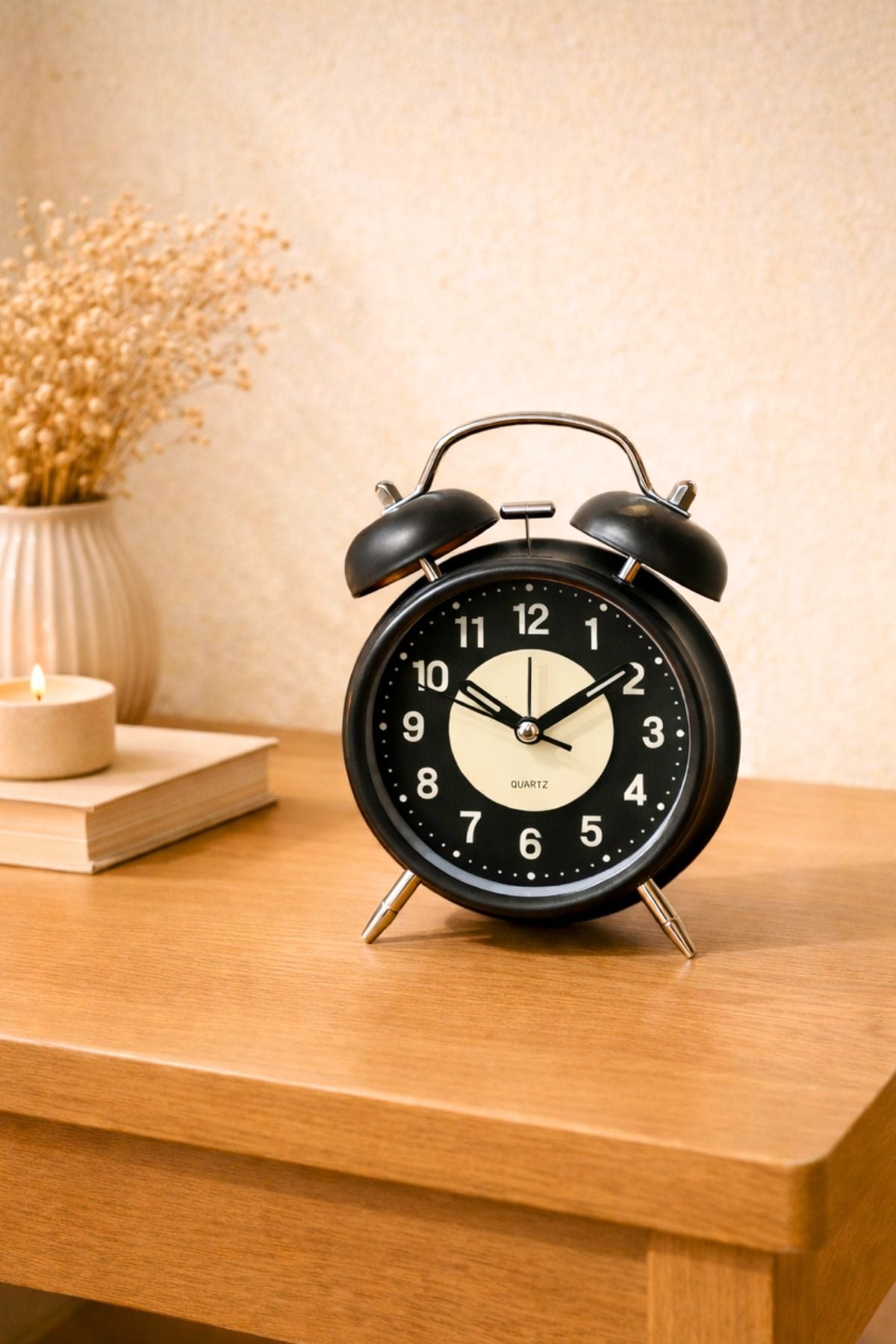 Kurmalı Masaüstü Çalar Saat - Siyah