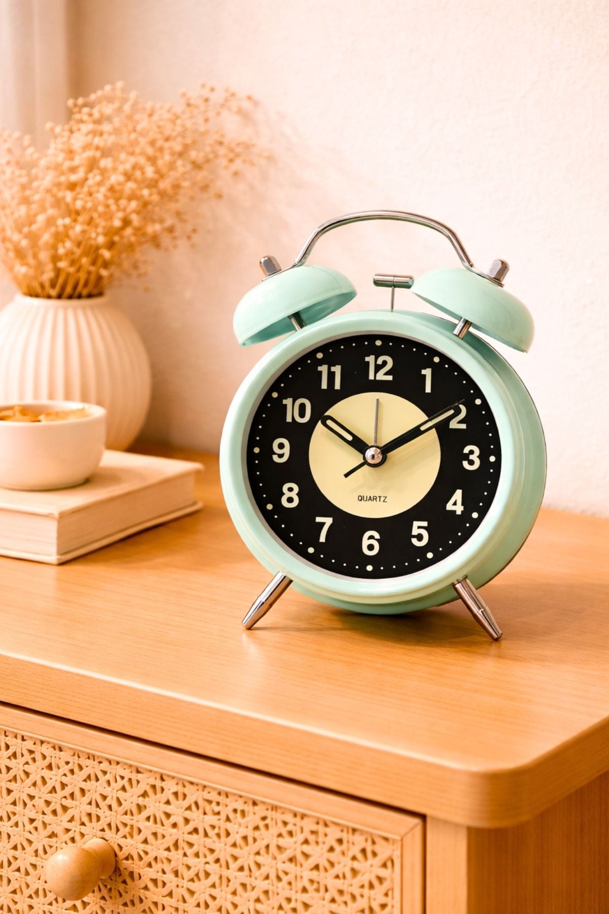 Kurmalı Masaüstü Çalar Saat - Yeşil