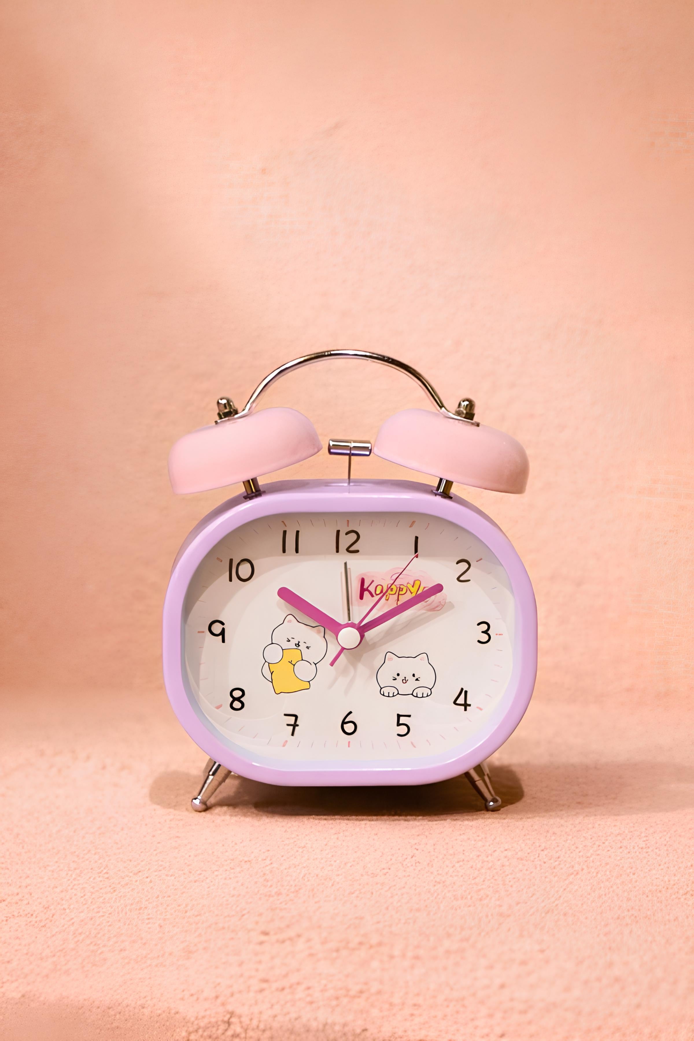 Kurmalı Masaüstü Çalar Saat - Mor-Pembe