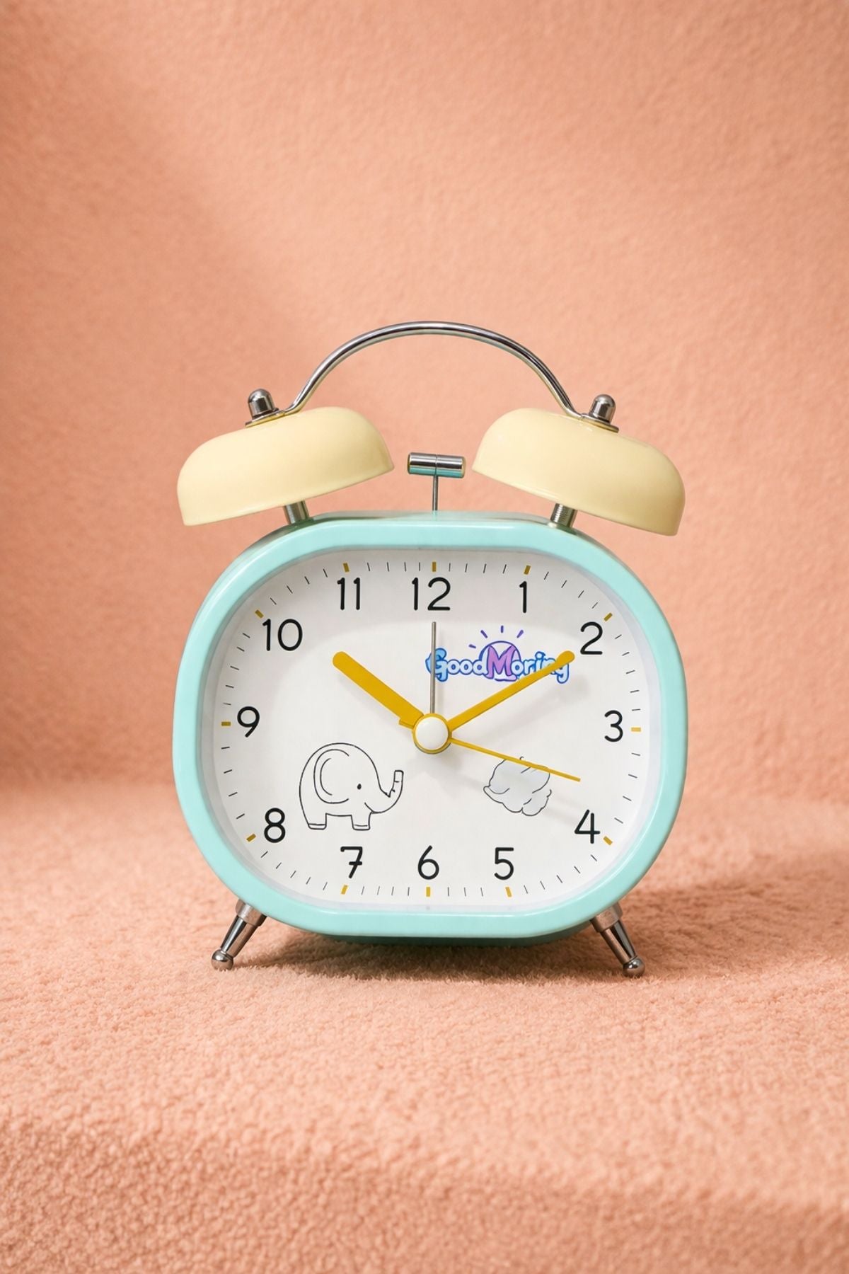 Kurmalı Masaüstü Çalar Saat -Turkuaz-Sarı