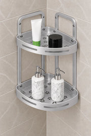 2 Katlı Alüminyum Banyo Köşe Rafı