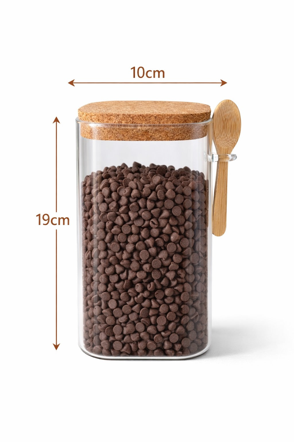 Mantar Kapaklı Kaşıklı Cam Kavanoz - 700 ML