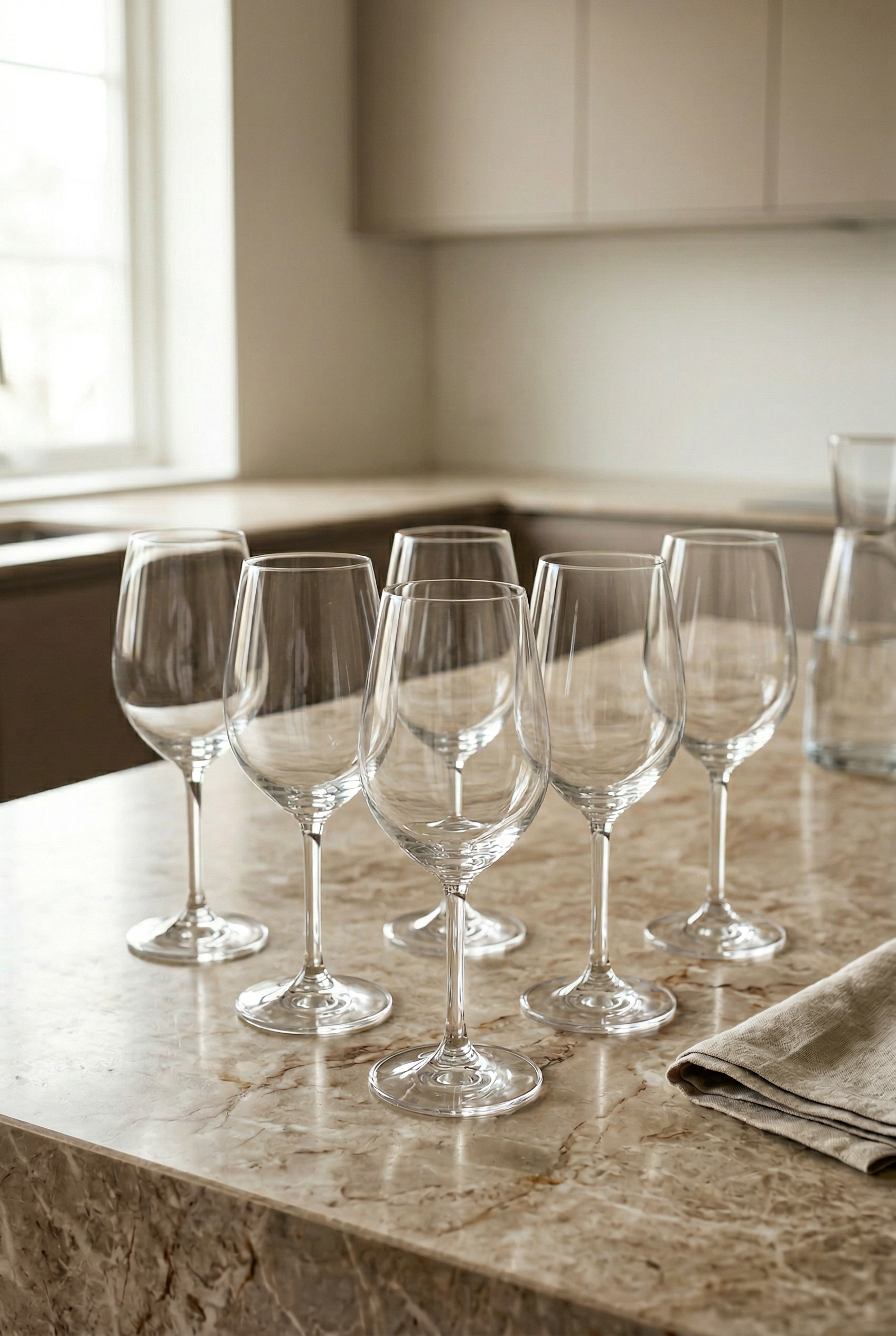 6'lı Kristal Cam Şarap Kadeh Seti - İnce Saplı - 250 ML