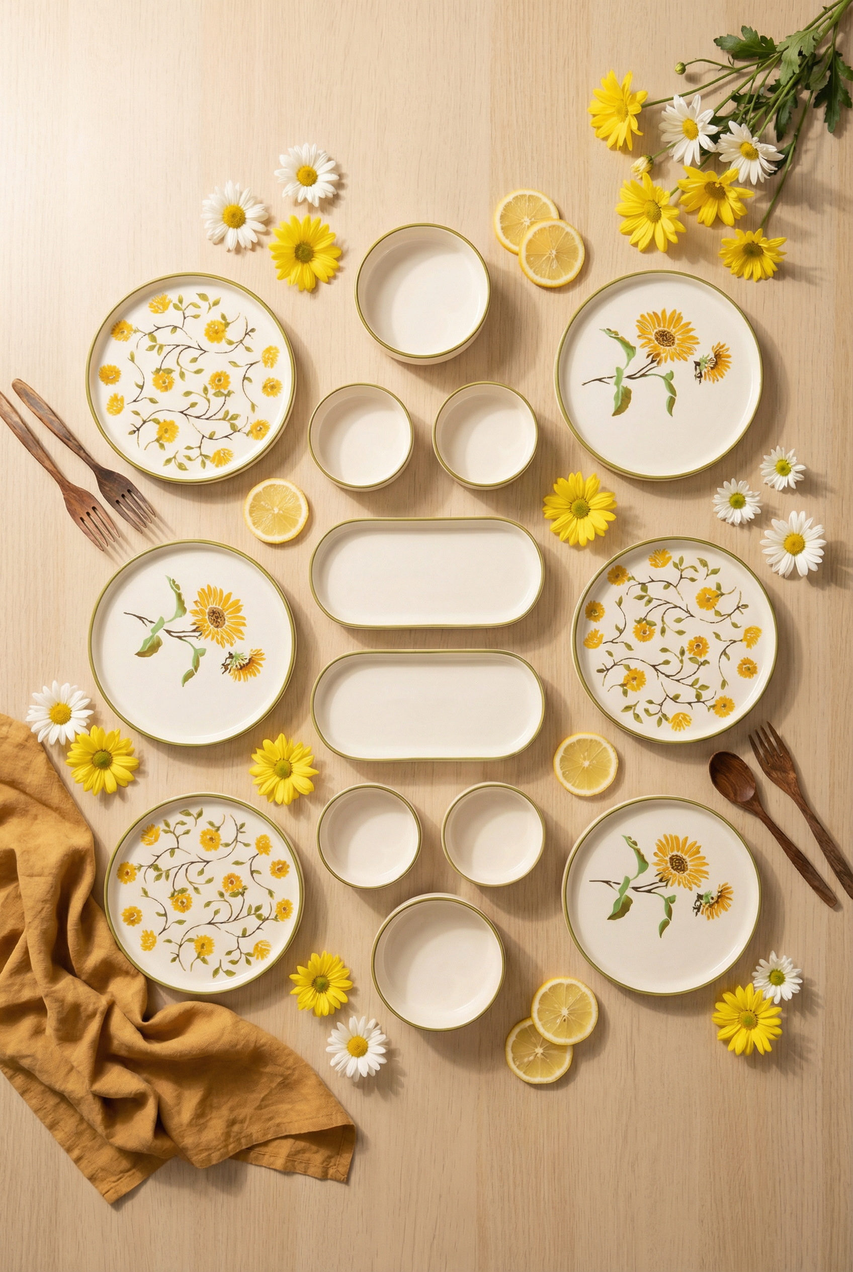 Sunflowers Serisi 14 Parça 6 Kişilik Kahvaltı Takımı