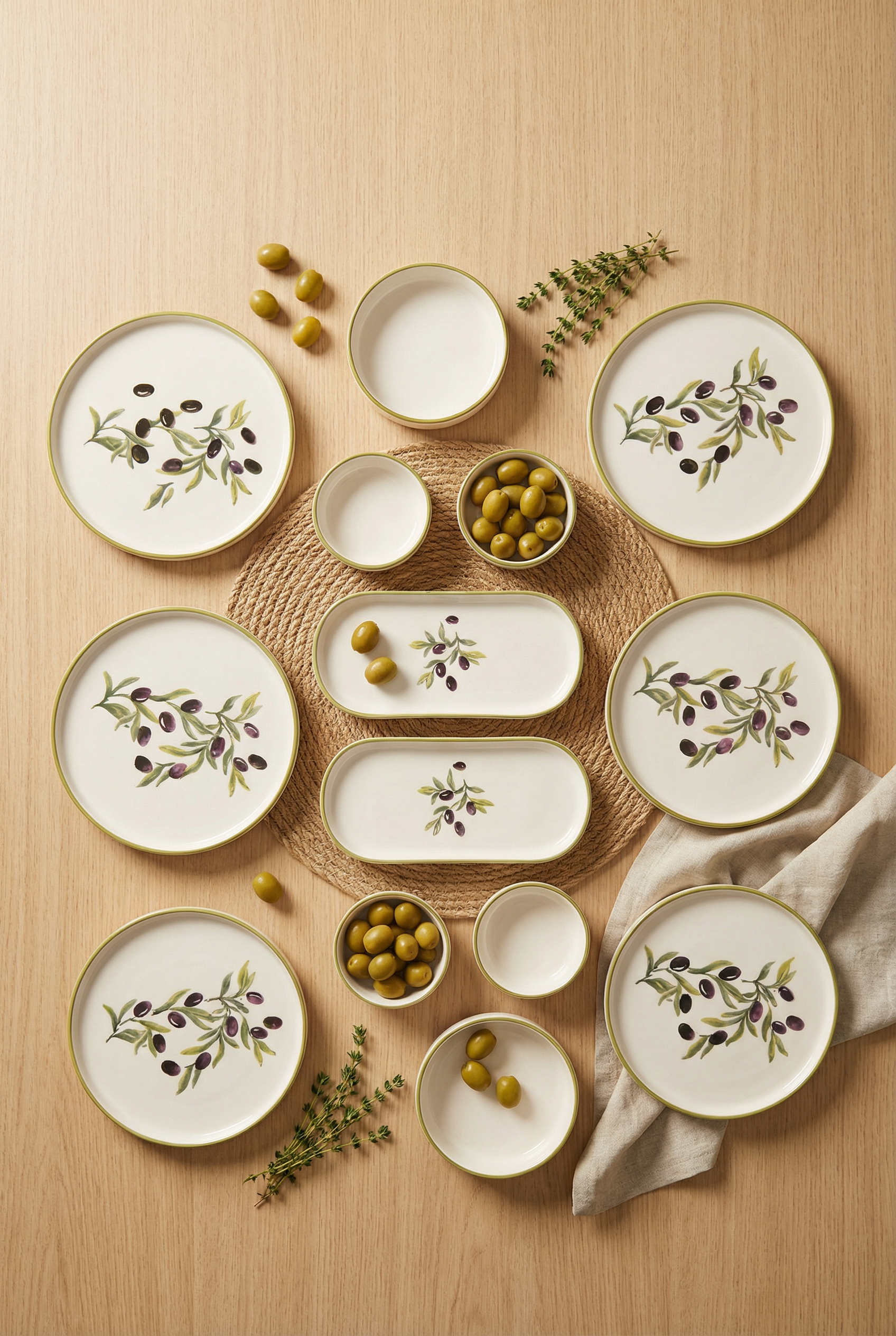 Olive Serisi 14 Parça 6 Kişilik Kahvaltı Takımı