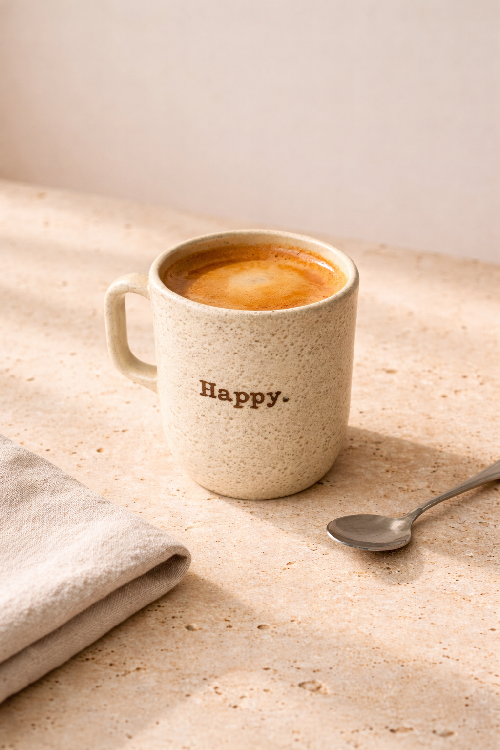 Happy Retro Desen Kupa 250 ML - Krem