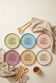 6’lı Mottolu Renkli Servis Tabağı Seti