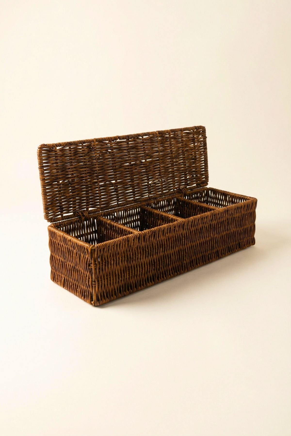 4 Bölmeli Rattan Organizer & Düzenleyici - Kahverengi