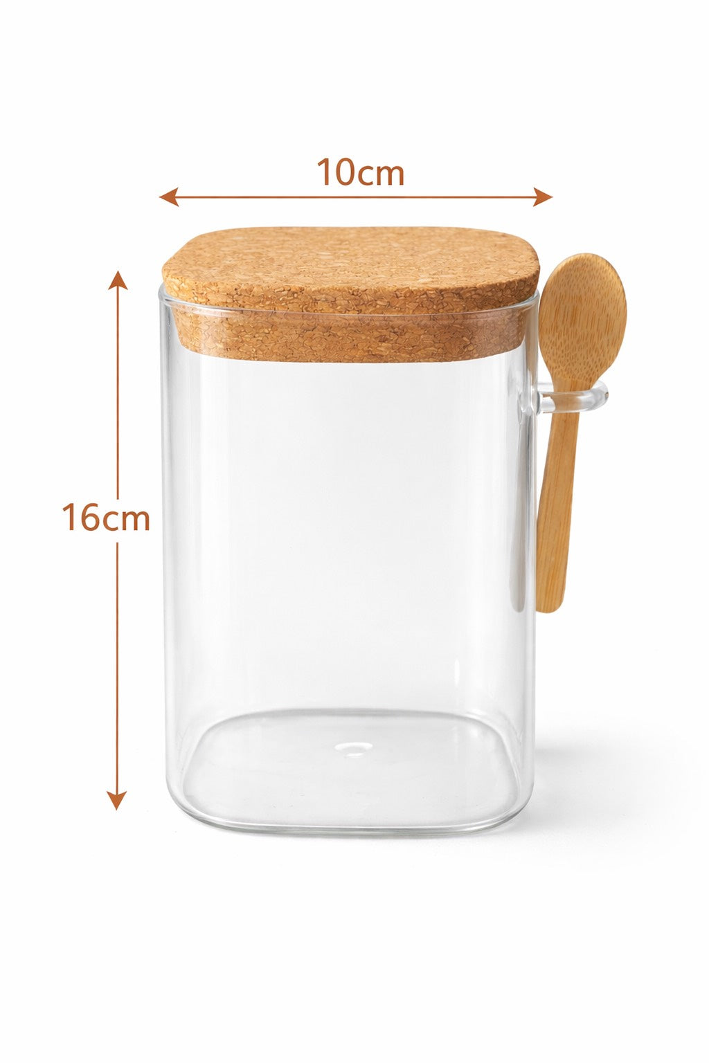 Mantar Kapaklı Kaşıklı Cam Kavanoz - 600 ML