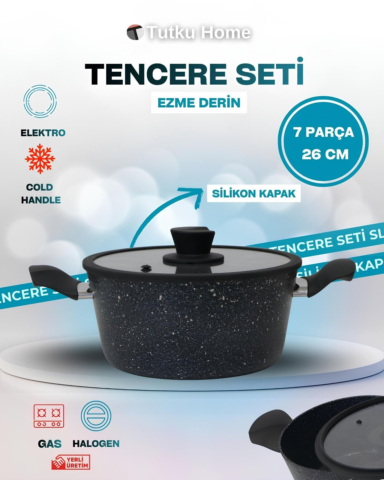 7 Parça Vella 3MM Titanyum Kaplama Çizilmez Tencere Seti