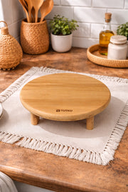 Ayaklı Bambu Sunumluk (24*24*6,5 Cm)