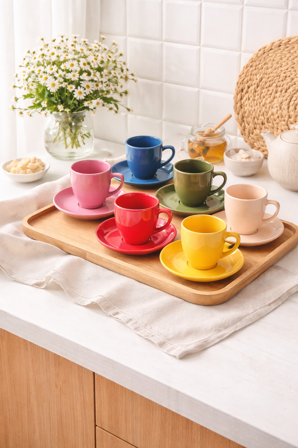 Rainbow Serisi 6 Kişilik Parlak Fincan Takımı - 110 CC