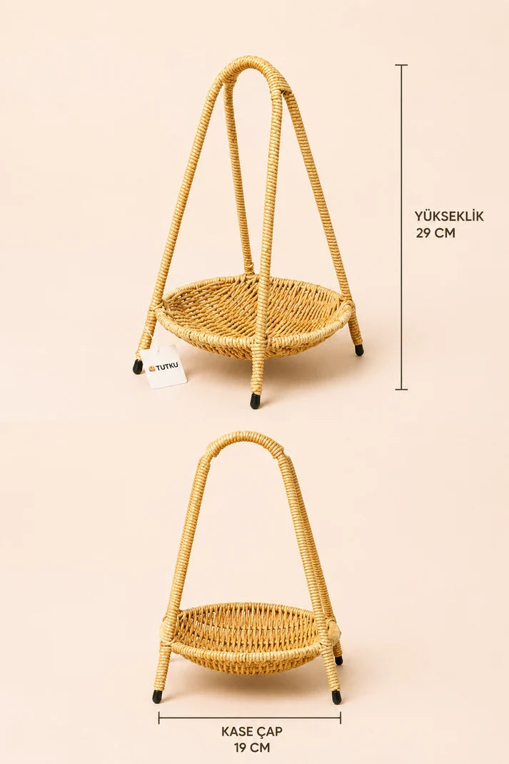 Dekoratif Rattan Sepet - Açık Renk