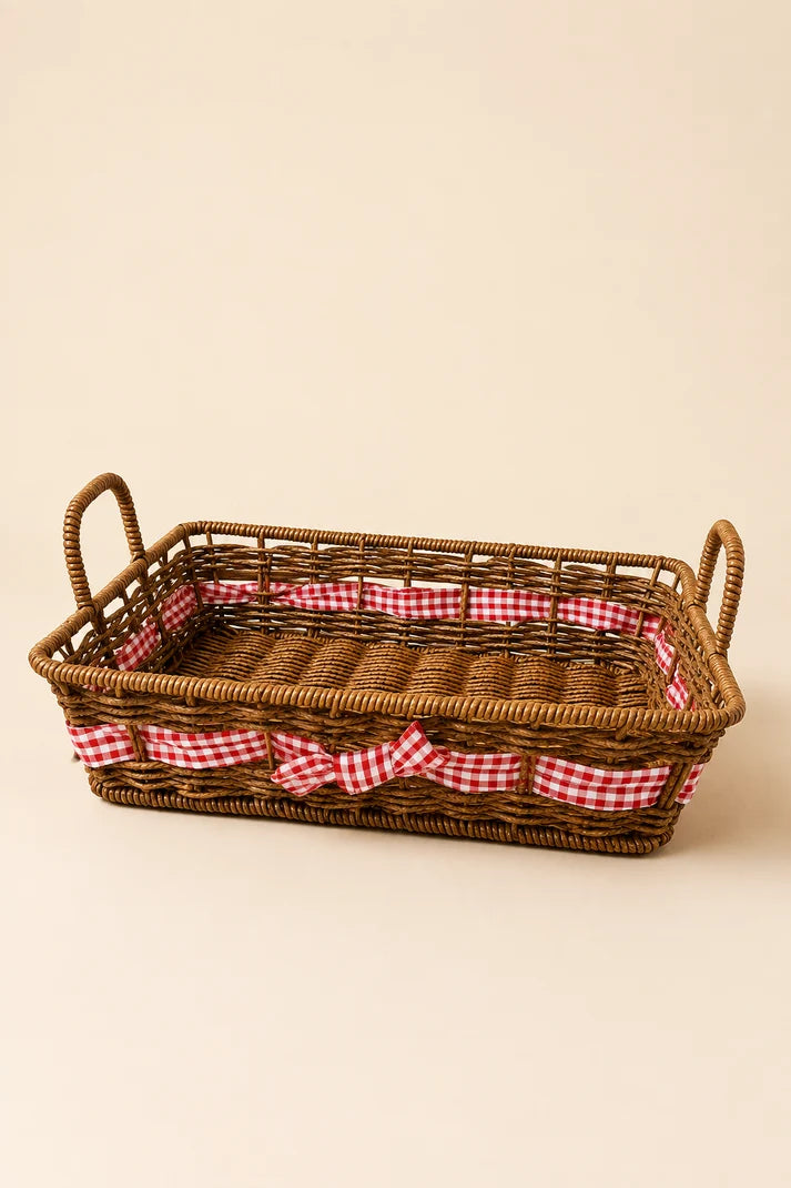 Fiyonk, Kulplu Rattan Sepet (33x24x7 Cm)