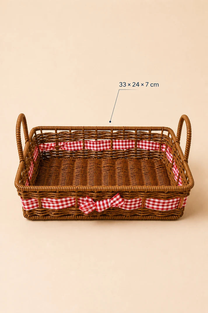 Fiyonk, Kulplu Rattan Sepet (33x24x7 Cm)