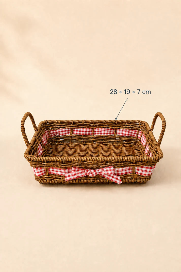 Fiyonk, Kulplu Rattan Sepet (28x19x7 Cm)