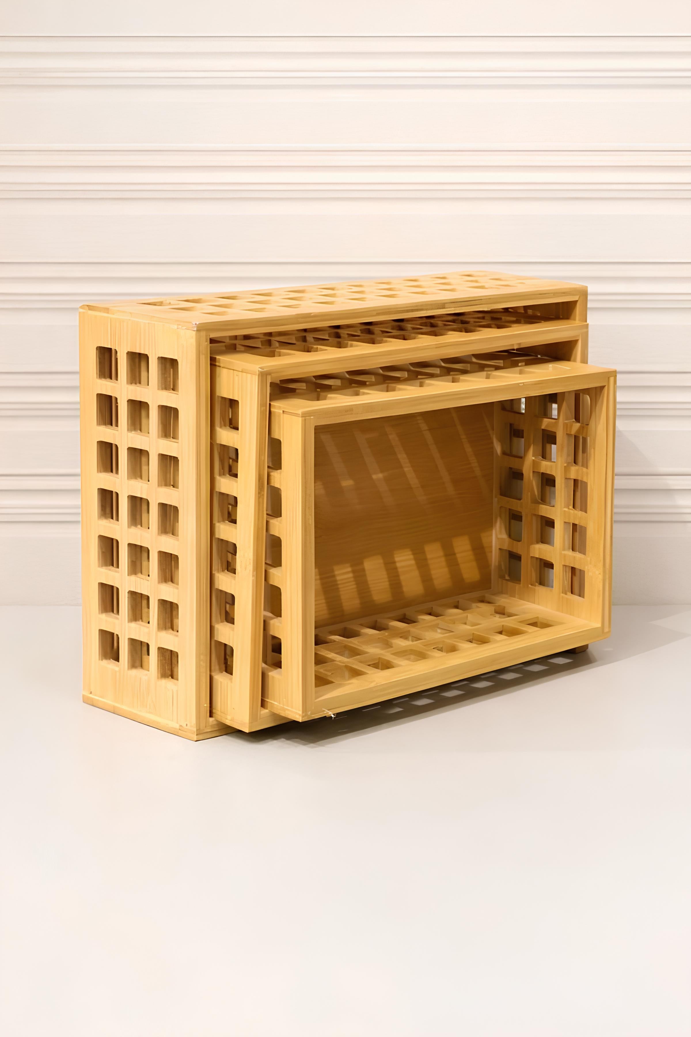 3'lü Bambu Çok Amaçlı Sepet Organizer (33-30-26 Cm)