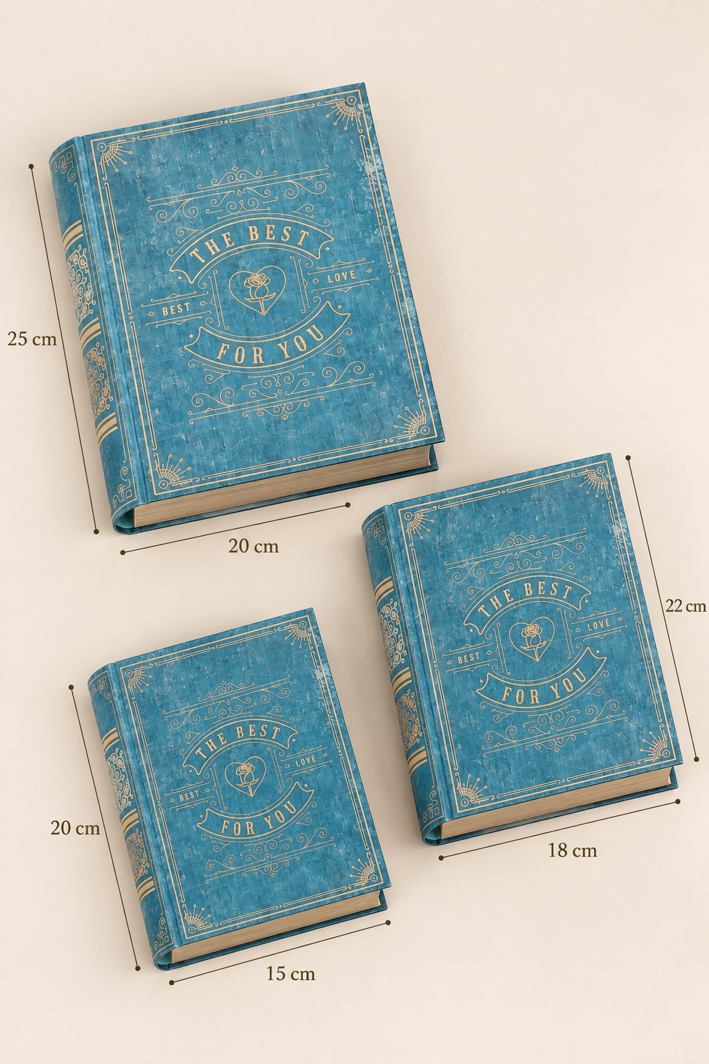Antique 3'lü Kitap Kutu- Lacivert Vintage