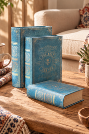 Antique 3'lü Kitap Kutu- Lacivert Vintage
