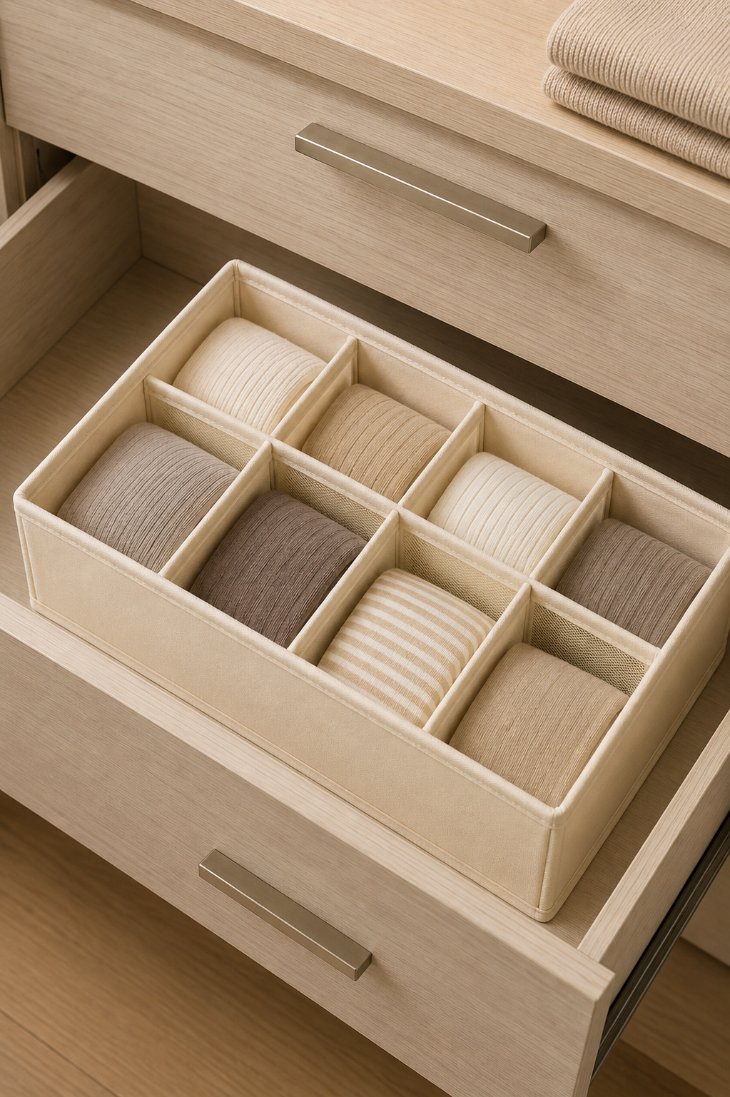 8 Bölmeli Organizer Hurç Krem (32x15x10)