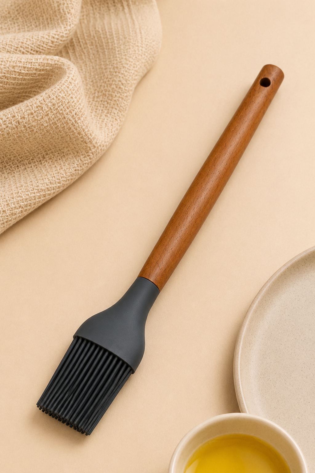 27 Cm Bambu Saplı Silikon Yumurta Fırçası - Antrasit
