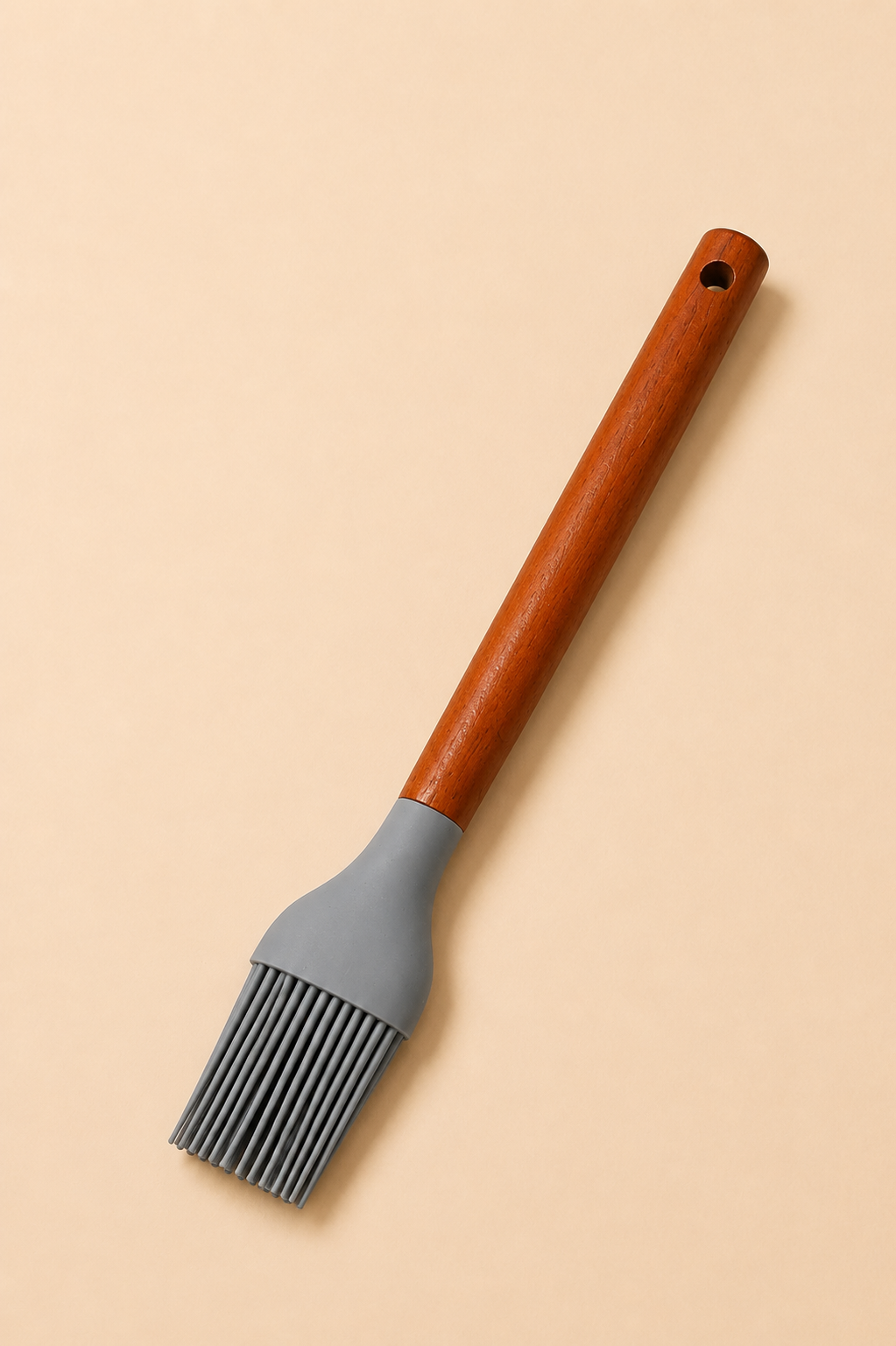 27 Cm Bambu Saplı Silikon Yumurta Fırçası - Gri