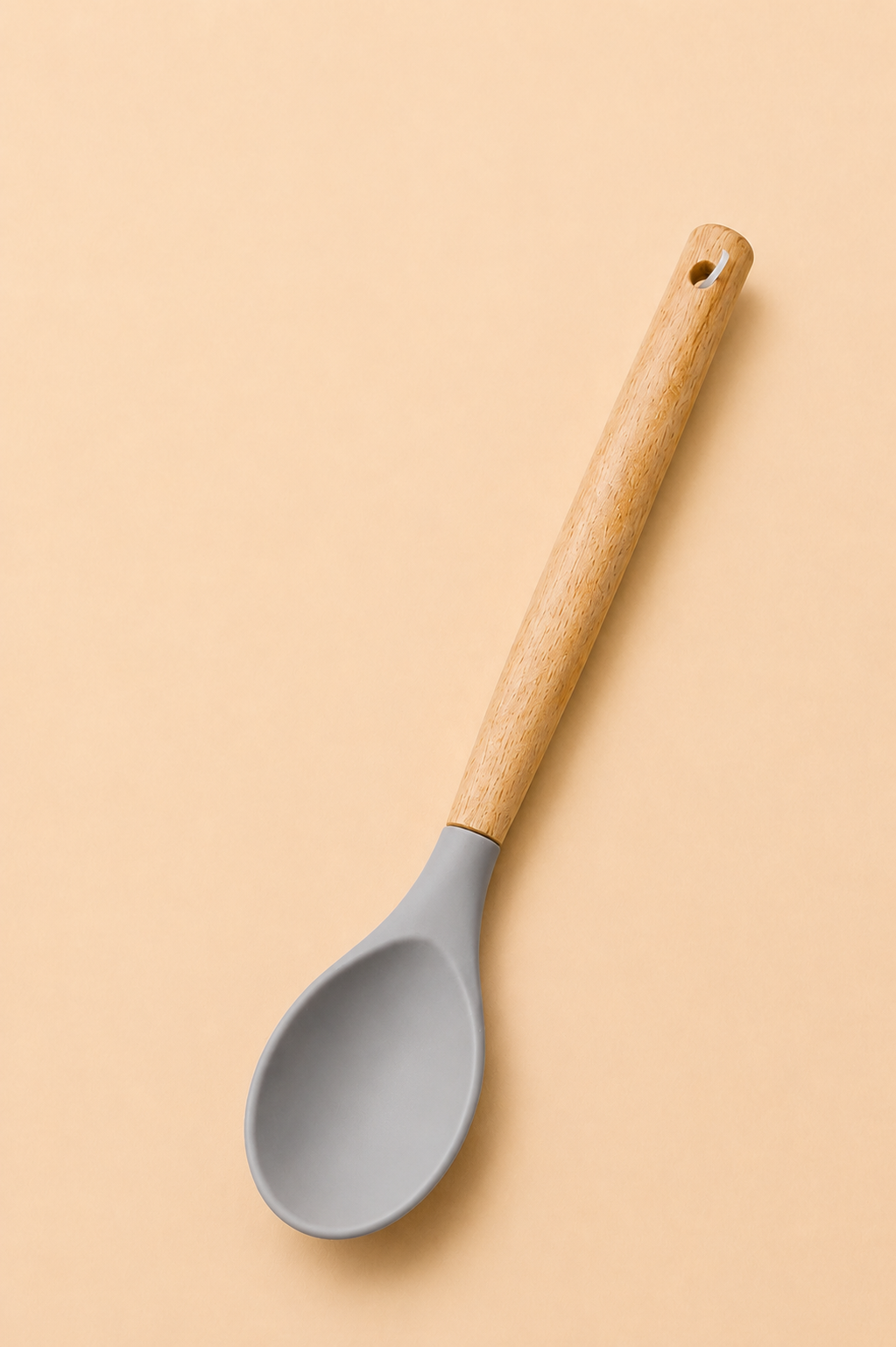 29 Cm Bambu Saplı Silikon Kaşık - Gri