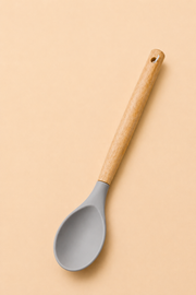 29 Cm Bambu Saplı Silikon Kaşık - Gri