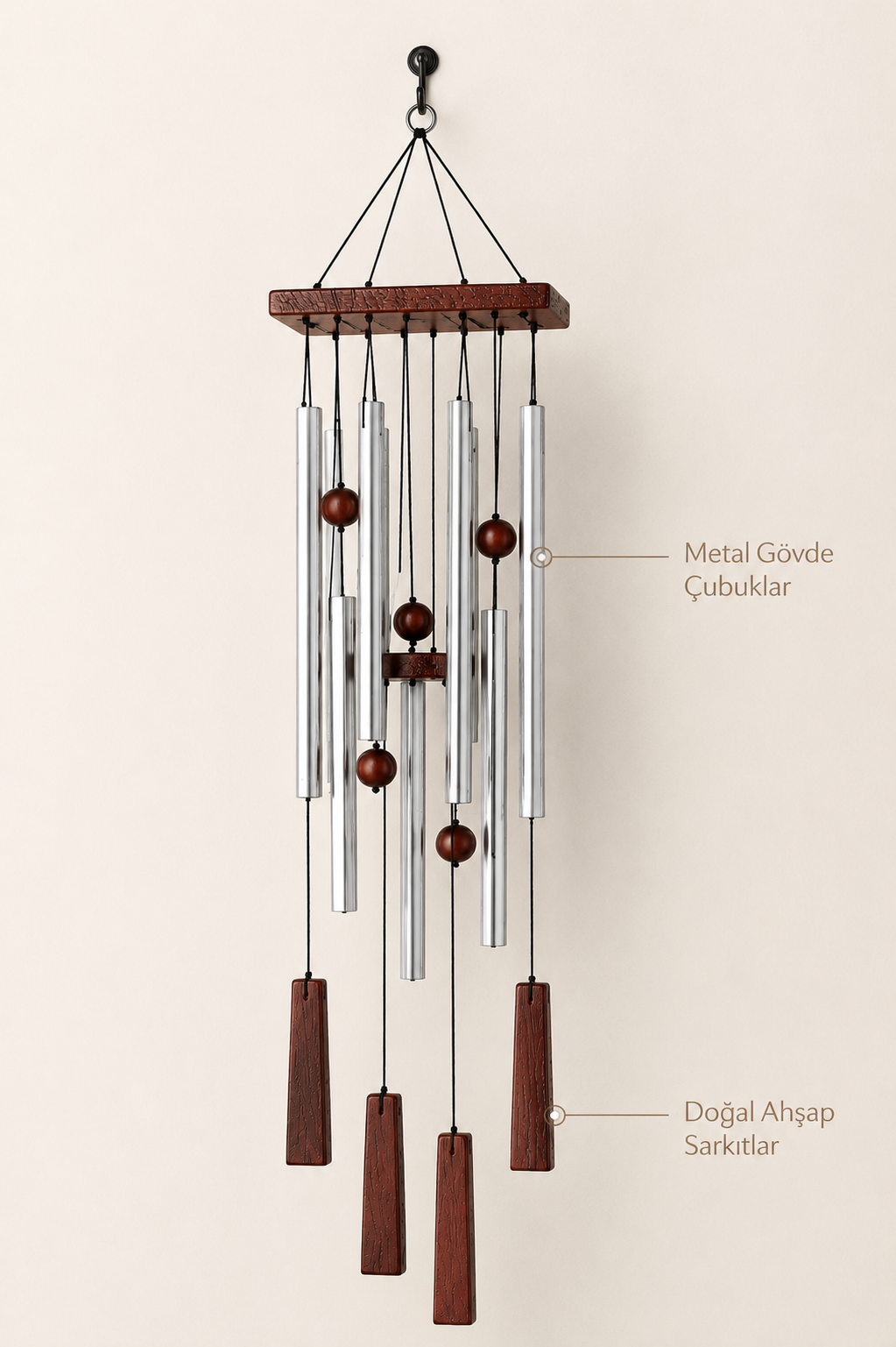 Bamboo Tone Rüzgar Çanı - Gümüş Renk